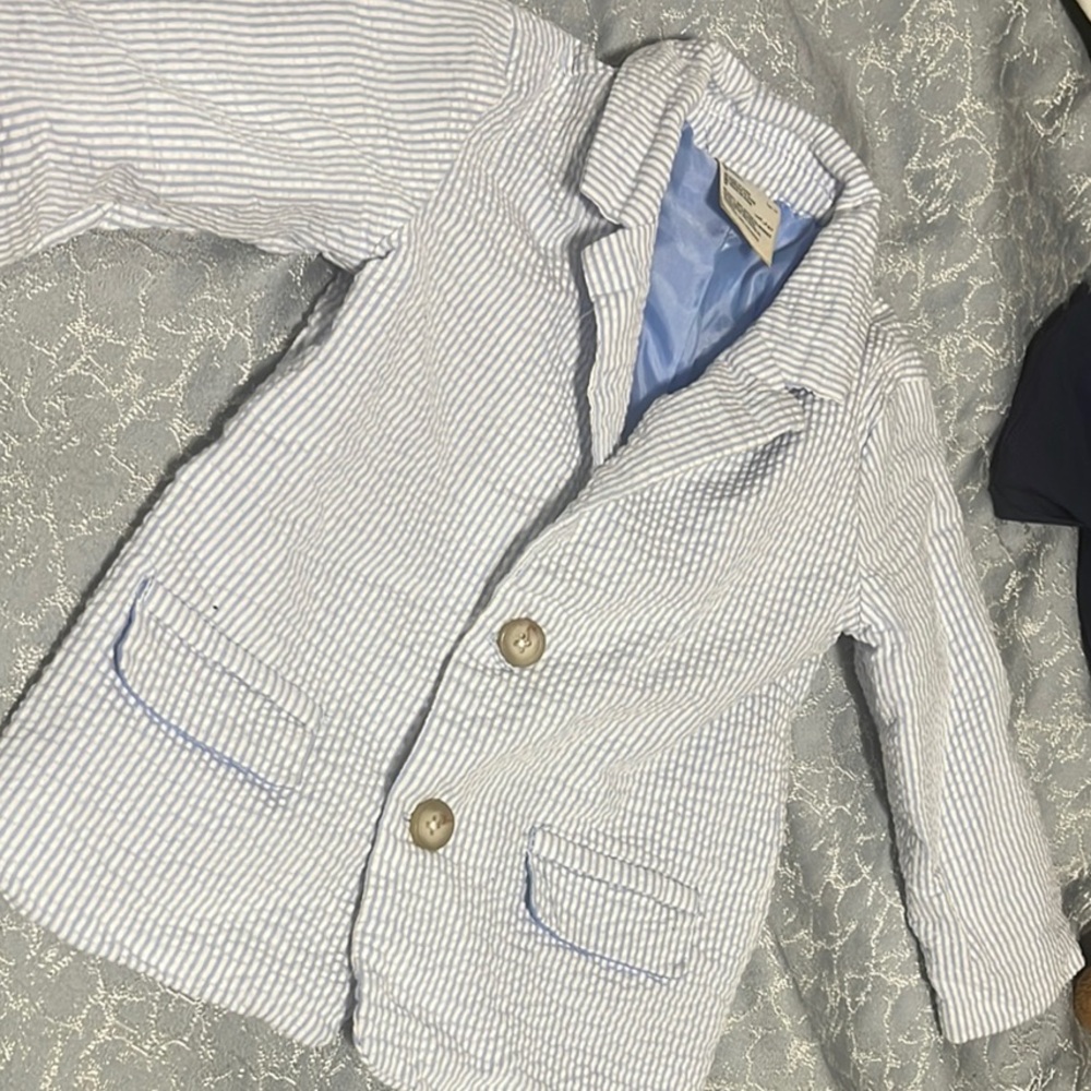 First Impressions Blue and White Blazer with Structured Tailoring